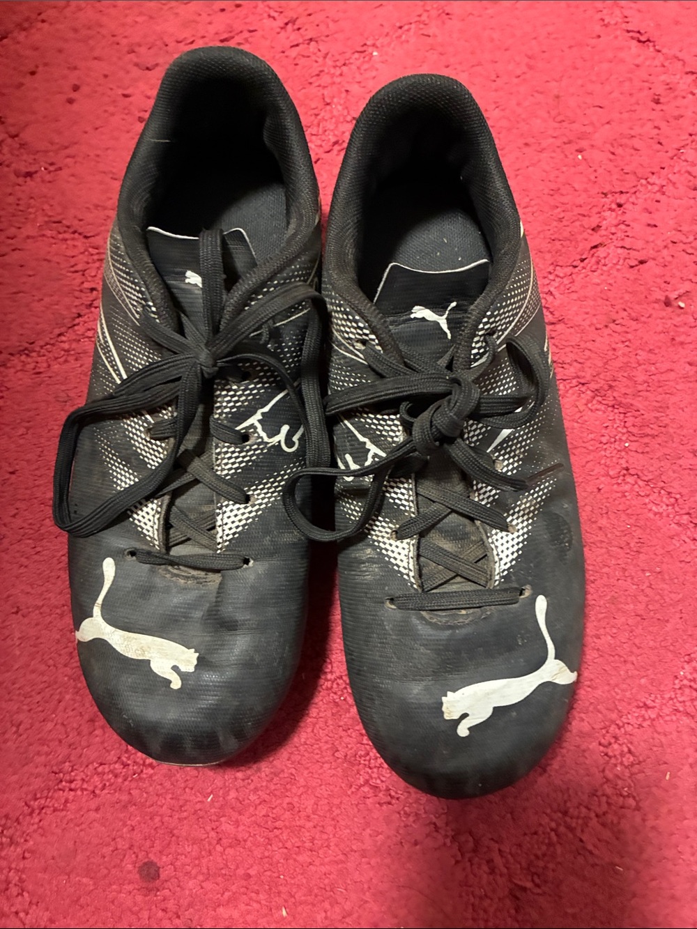 Puma kids Black and White Athletic Soccer/Training Shoes